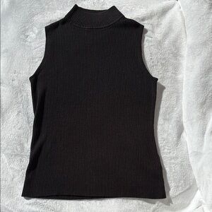 Croft & Barrow Black Ribbed Mock Turtle Collar Sleeveless Sweater Top